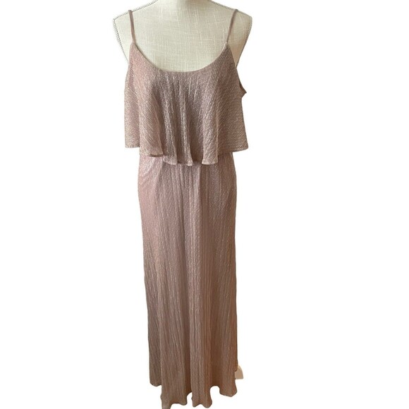 Show Me Your MuMu Caitlyn Ruffle Maxi Dress Magic Mauve Glitter Woman Size XS - Picture 1 of 8